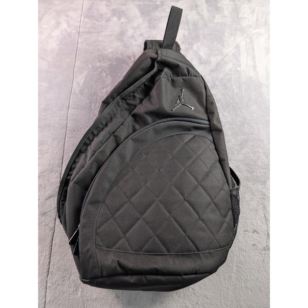 Jordan Brand Black Quilted Sling Backpack Jumpman Logo One Strap Bag Mens Womens